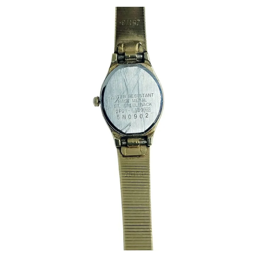 Vtg Seiko Womens‎ Square Watch Gold Tone Quarts Steel Back 2P21-5429 New Battery